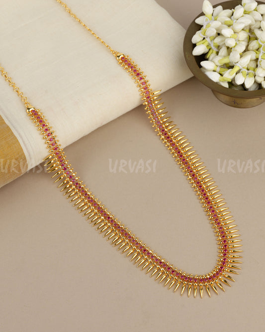 Gold-Polish Mullamottu-Designed   Long Necklace 1904