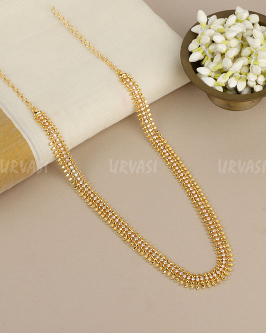 Gold-Polish Spiked Leaf  Long Necklace 1903