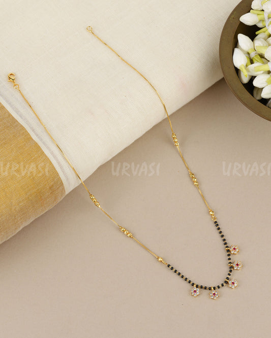 Gold-Toned Floral Mangalsutra Mala MA 176