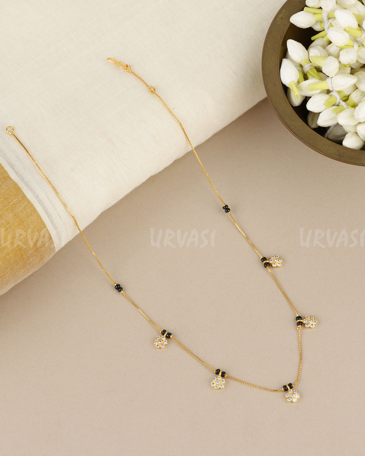 Gold-Toned Floral Mangalsutra  Mala MA  173