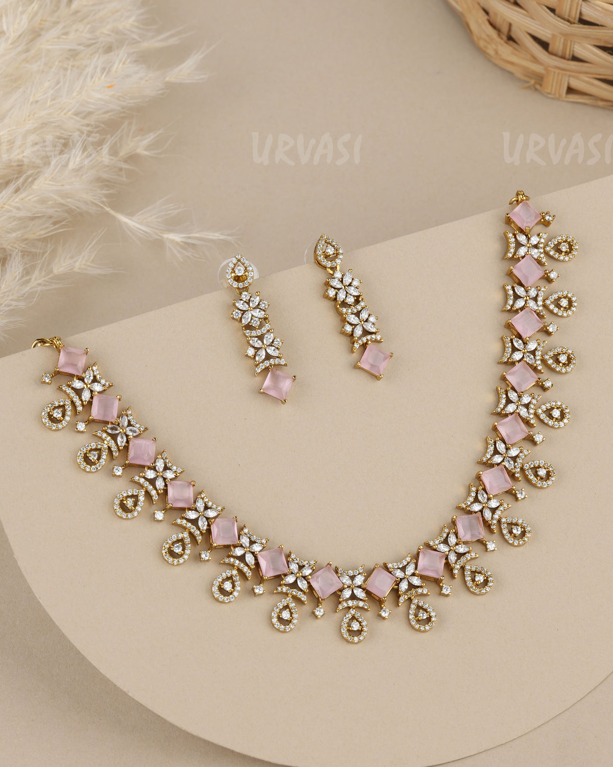 Mehendi Polish   Floral  AD Necklace   1940