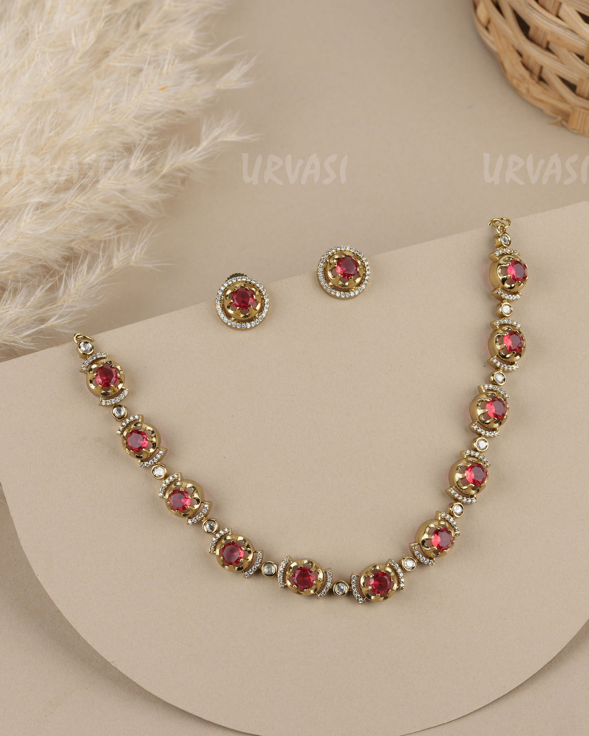 Mehendi Polish Choker AD Necklace   1943