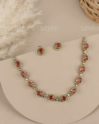 Mehendi Polish Choker AD Necklace   1943