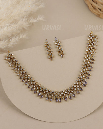 Mehendi Polish Crystal-Stone AD Necklace   1927