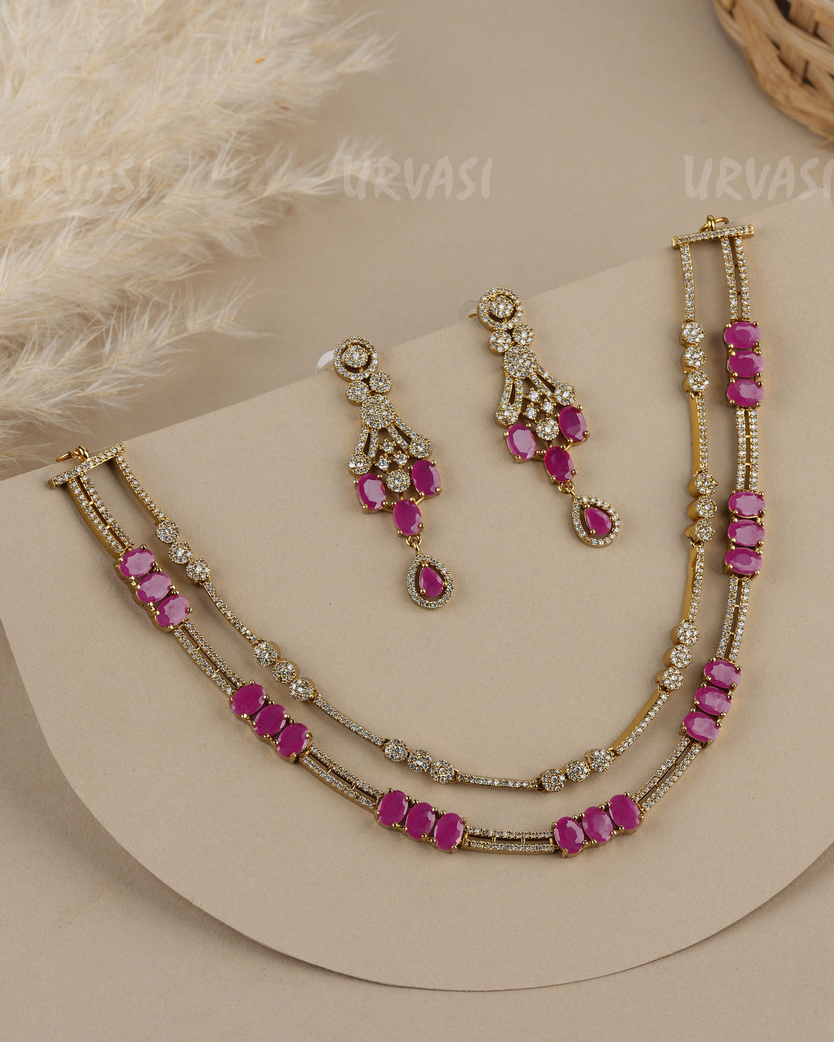 Mehendi Polish  Dual-Layer AD Necklace 1926