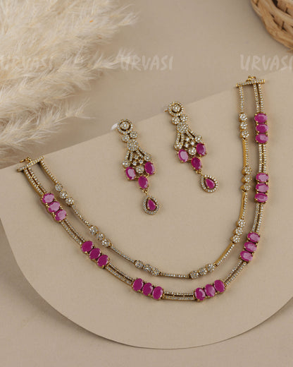 Mehendi Polish  Dual-Layer AD Necklace 1926