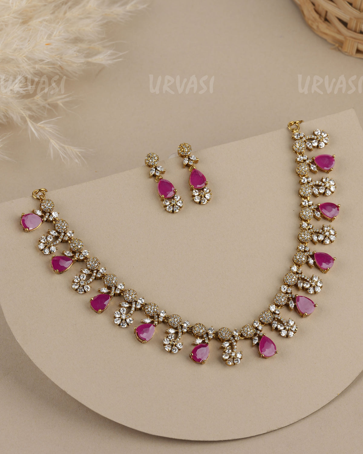 Mehendi Polish  Floral  AD Necklace  1925