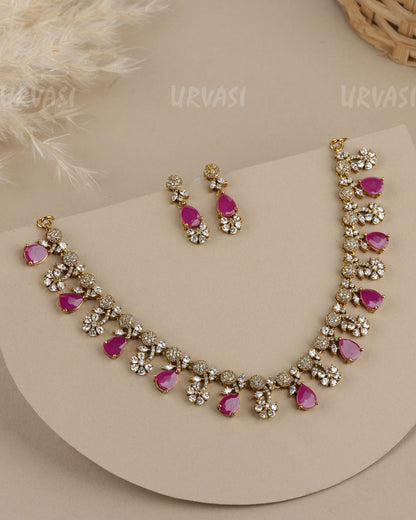 Mehendi Polish  Floral  AD Necklace  1925