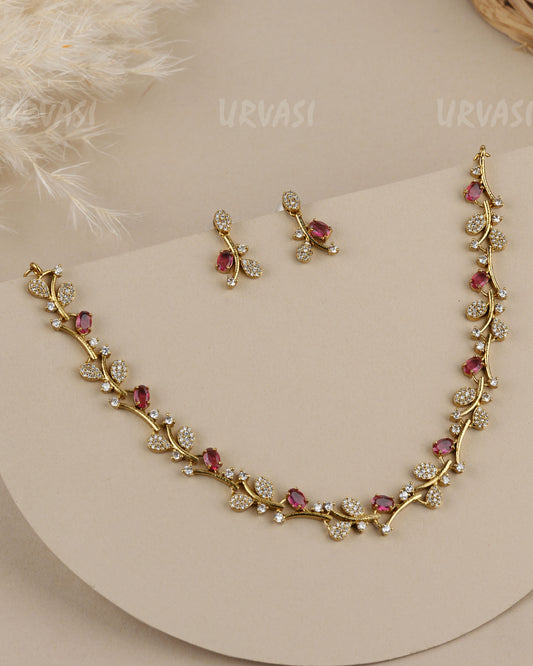 Mehendi Polish  Floral  AD Necklace 1958