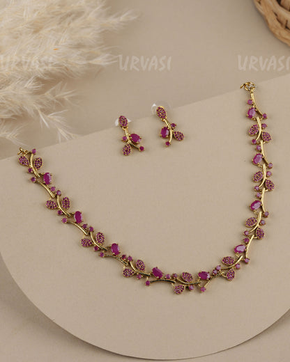 Mehendi Polish  Floral  AD Necklace 1958