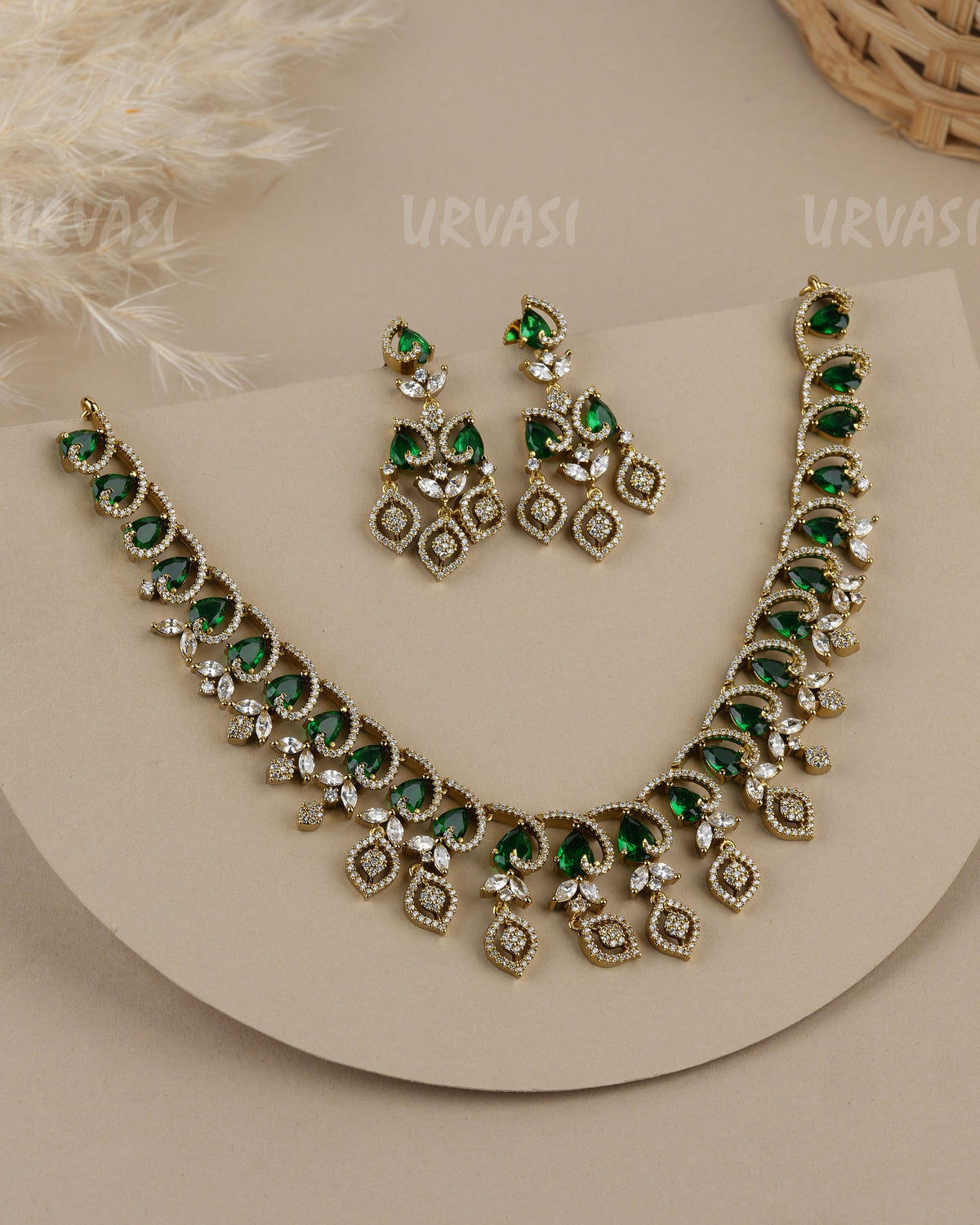 Premium-Floral Cluster Design  AD Necklace   1960
