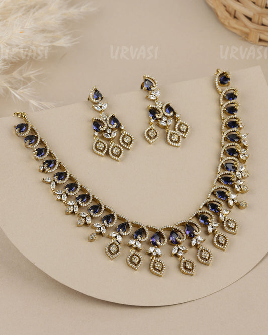Premium-Floral Cluster Design  AD Necklace   1960