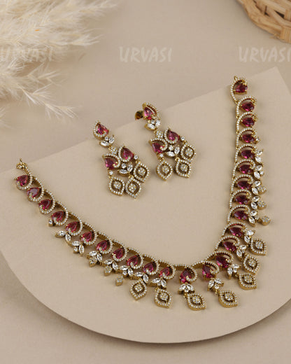 Premium-Floral Cluster Design  AD Necklace   1960