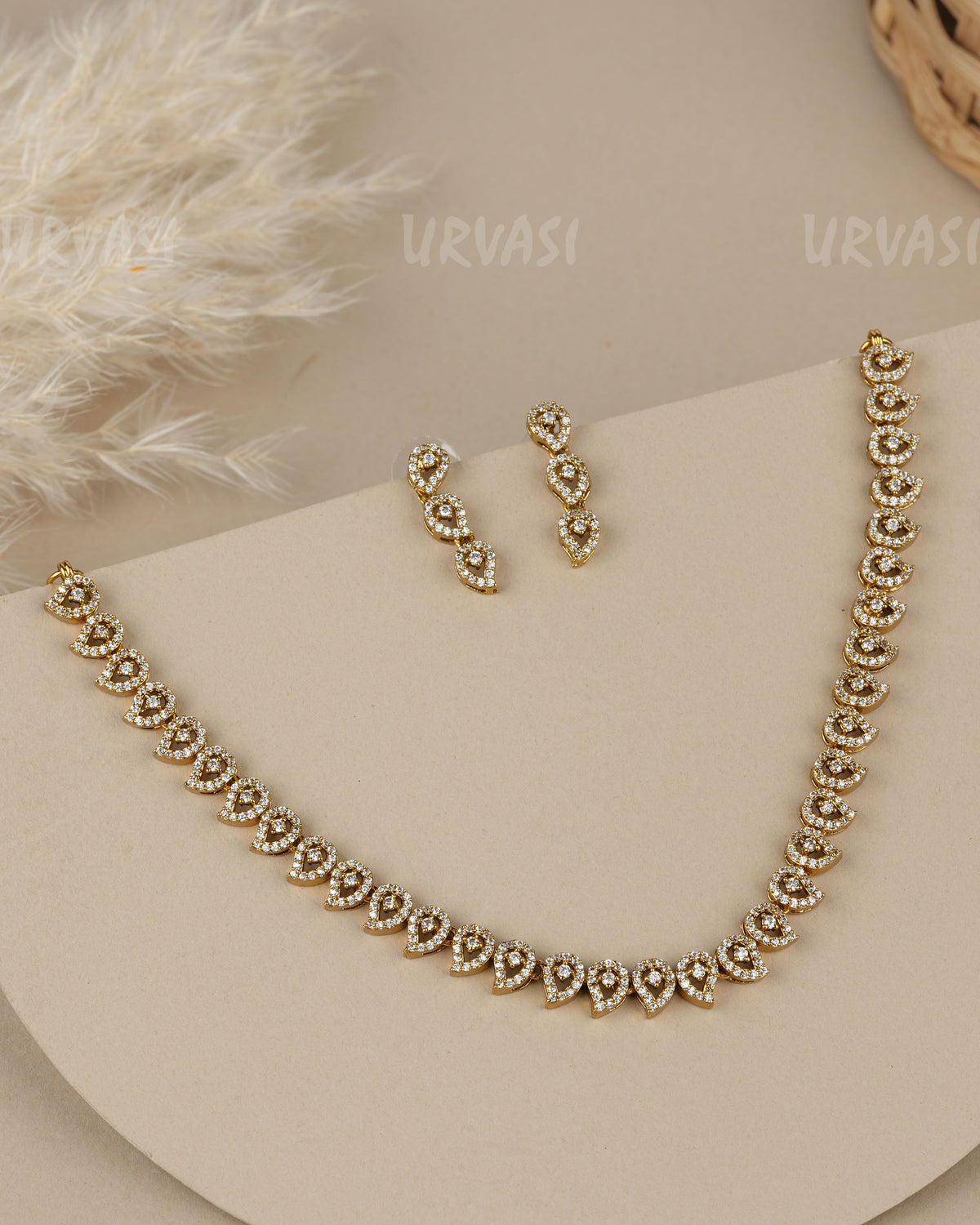 Mehendi Polish Mango Stone  AD  Necklace  1938