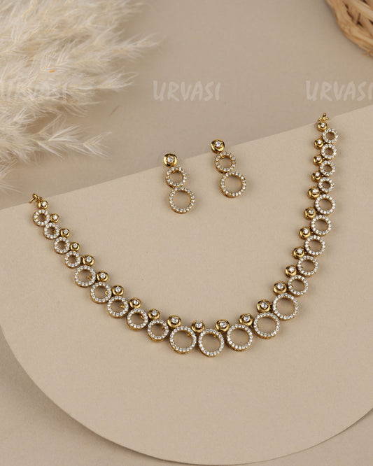 Mehendi Polish  Circular-motif  AD Necklace 1931