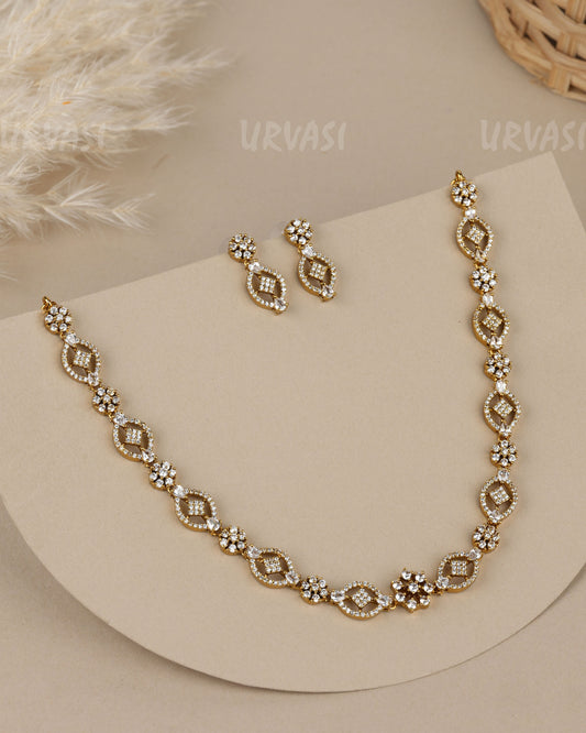 Mehendi Polish  Floral AD Necklace  1949