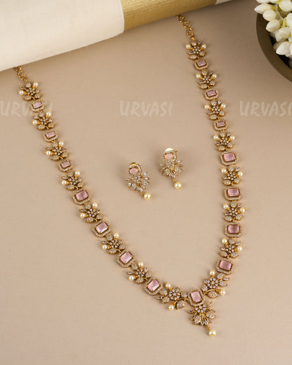 Gold Polish Freya AD Long Necklace 054