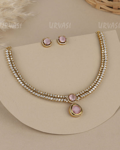 Mehendi-Polish  Zirconia Duo-Strand AD  Necklace 1911