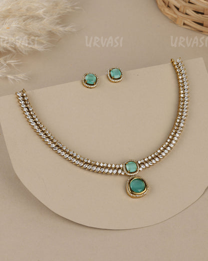 Mehendi-Polish  Zirconia Duo-Strand AD  Necklace 1911