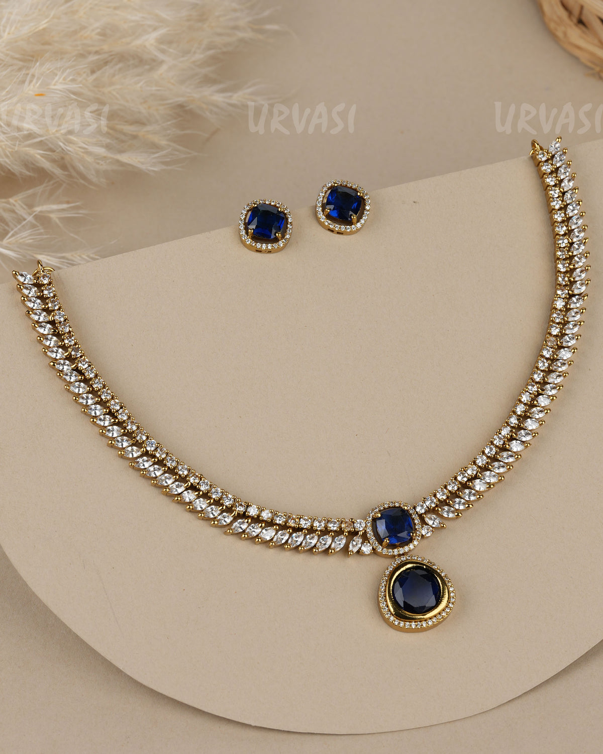 Mehendi-Polish  Zirconia Duo-Strand AD  Necklace 1911