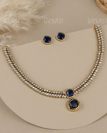 Mehendi-Polish  Zirconia Duo-Strand AD  Necklace 1911