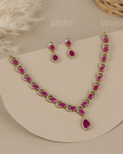 Mehendi-Polish Sapphire-Crystal  Stones  Necklace 1906