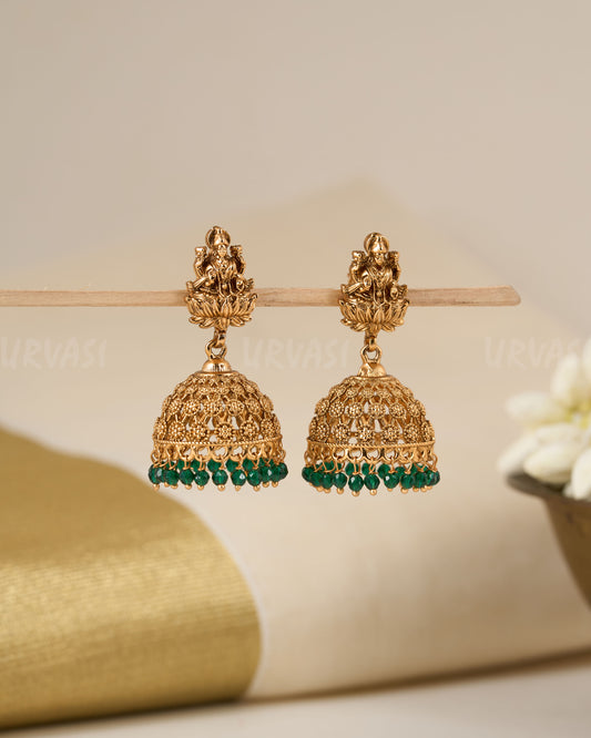 Gold-Toned Lakshmi Idol Jhumka Earrings ER 668