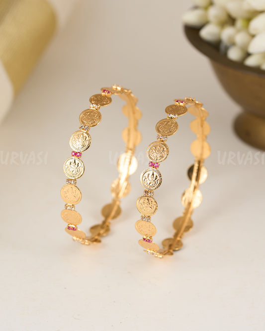 Gem-studded Kaasu Bangles BA 254 (Set of 2)