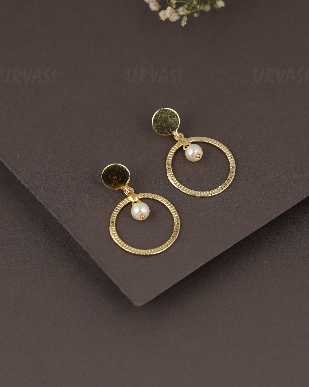 Gold-Toned Mother Of Pearl Design Earrings ER 1309