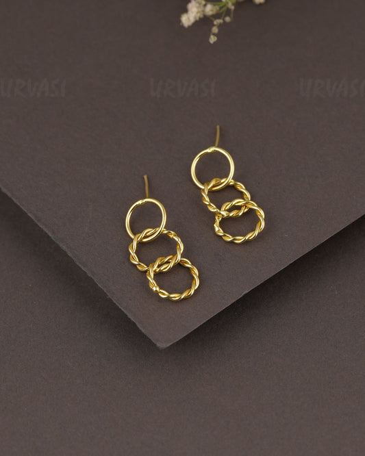 Gold-Polish Circles Twist Earrings  ER 1305