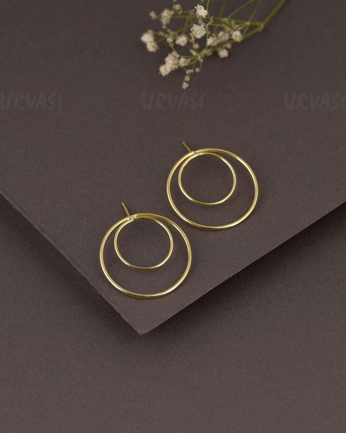 Gold-Polish Two-Circle Earring ER 1288