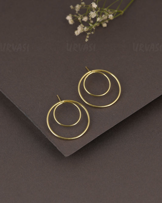 Gold-Polish Two-Circle Earring ER 1288