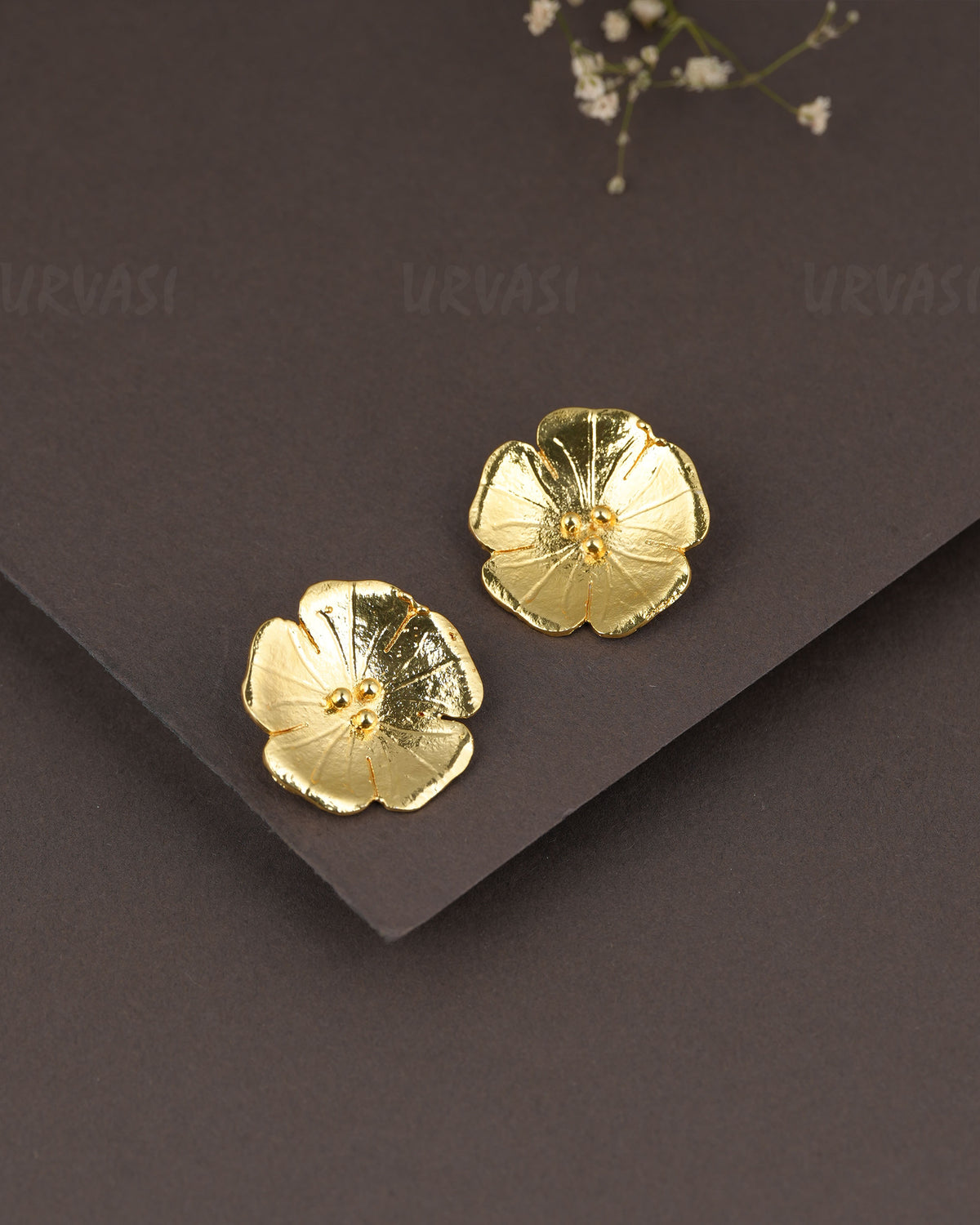 Gold-Polish Floral Earring ER  1282