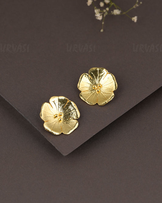 Gold-Polish Floral Earring ER  1282