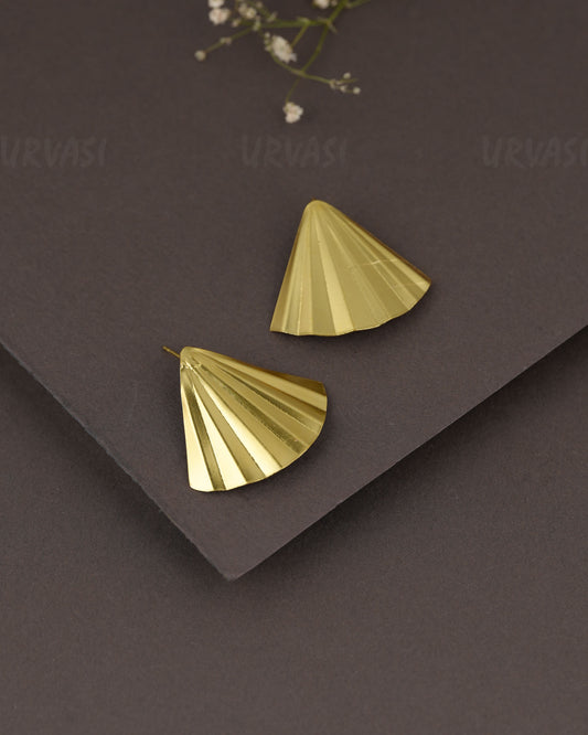 Gold-Polish Ribbed Earring ER 1297