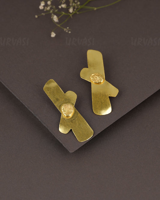 Gold-Polish Abstract Statement Earring ER 1280
