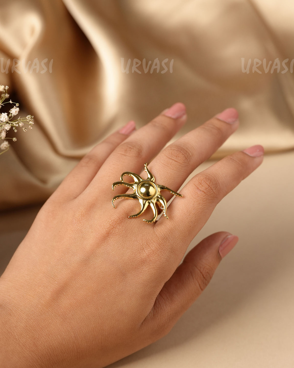 Gold-Polish Octopus Finer Ring  FR 113
