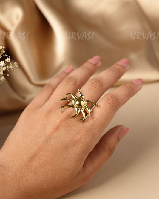 Gold-Polish Octopus Finer Ring  FR 113