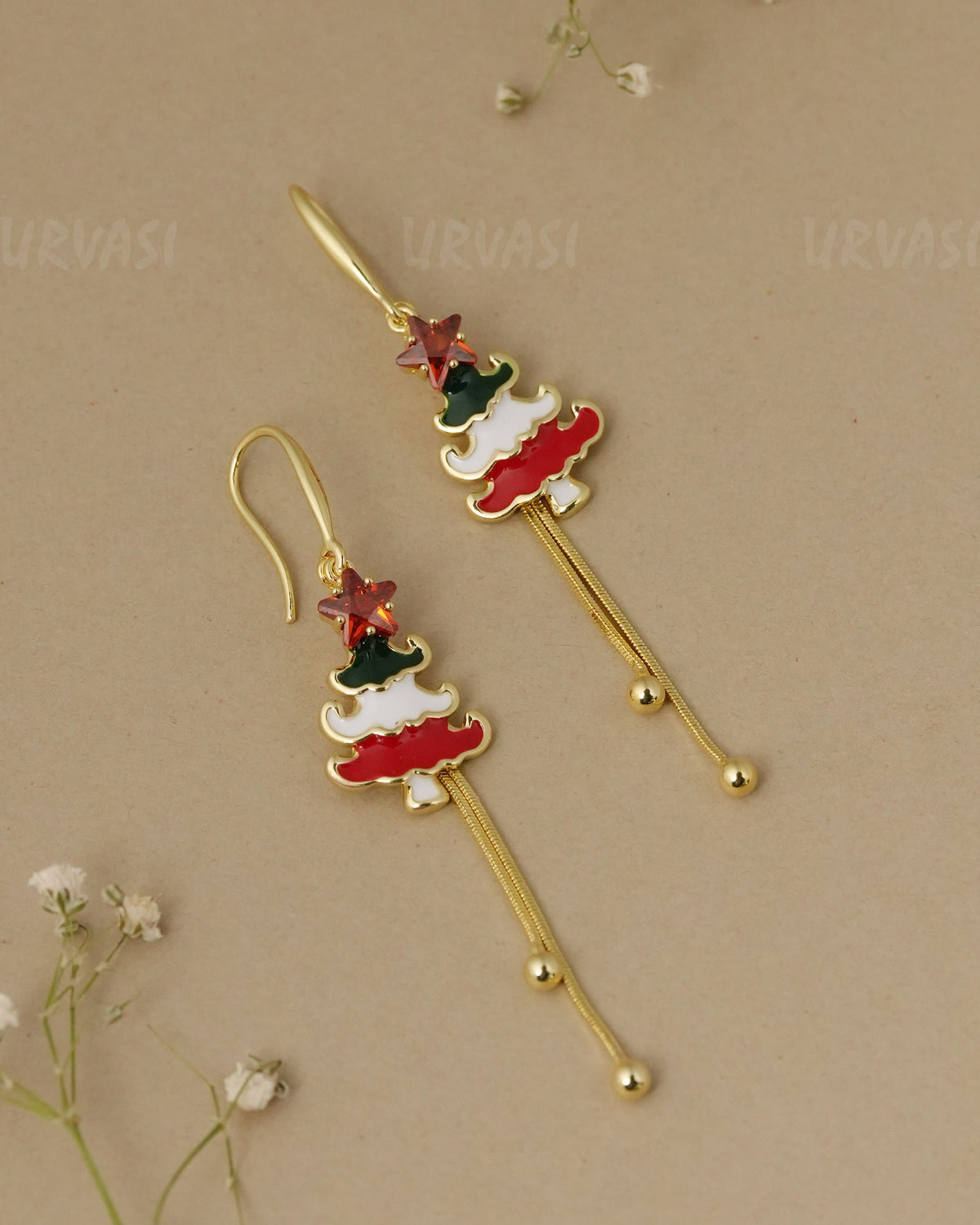 Christmas Tree Drop Enamel Earrings ER 1337