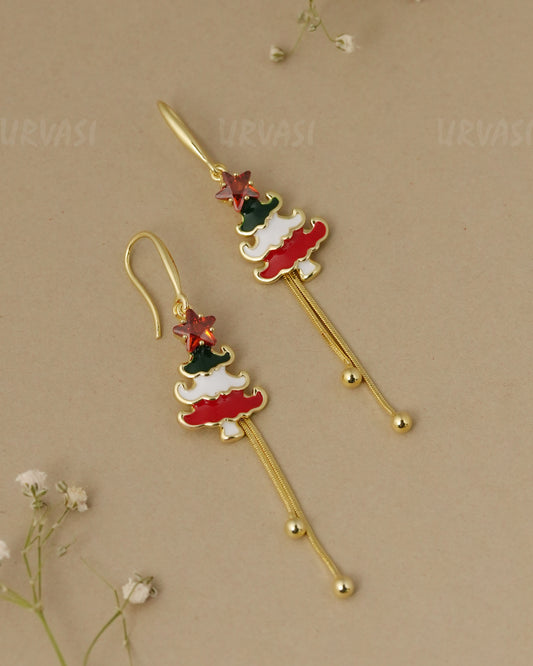 Christmas Tree Drop Enamel Earrings ER 1337