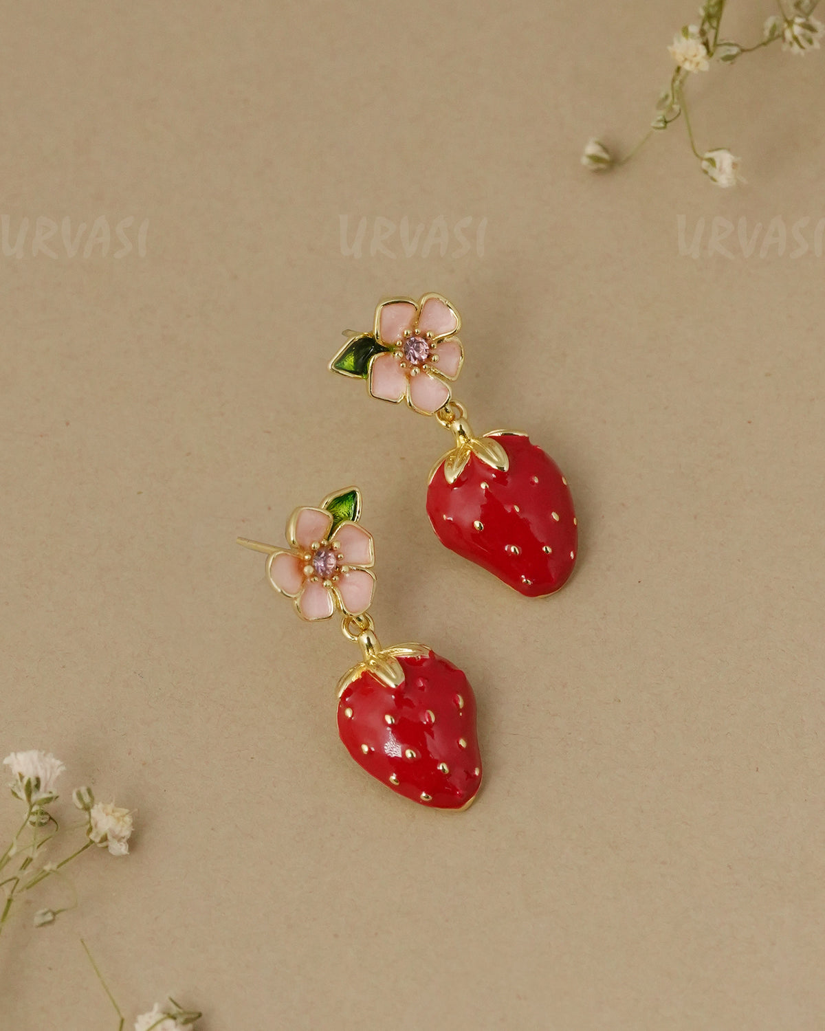 Strawberry Flower Dangle Earrings ER 1338