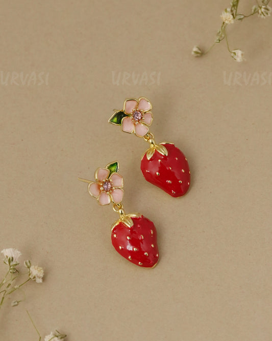 Strawberry Flower Dangle Earrings ER 1338