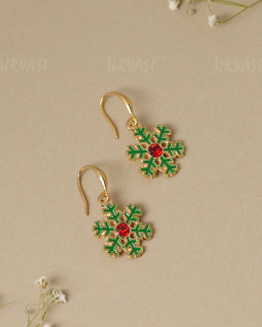 Christmas Snowflake Enamel Dangle Earrings ER 1334