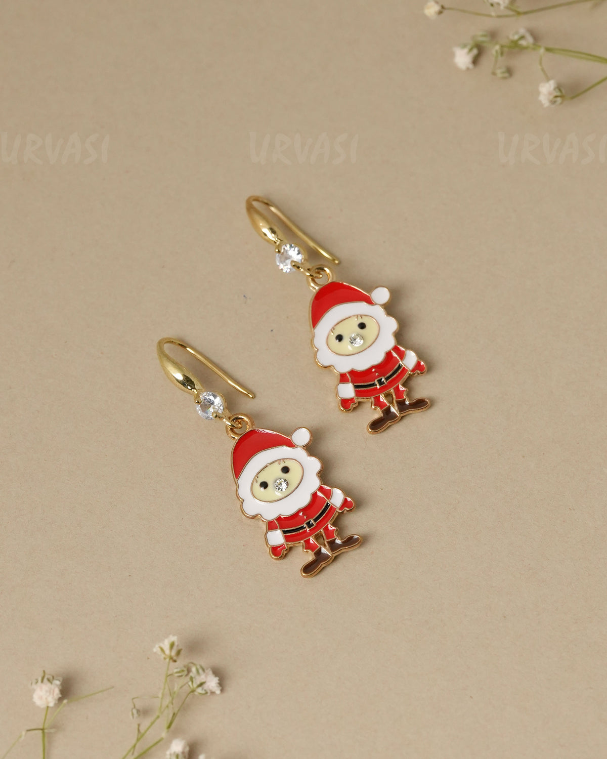 Santa Claus Enamel Christmas Dangle Earrings ER 1333