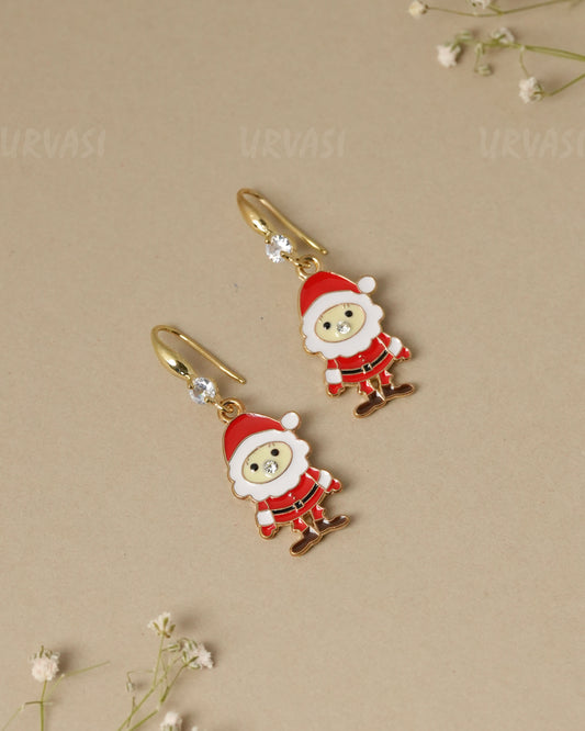 Santa Claus Enamel Christmas Dangle Earrings ER 1333