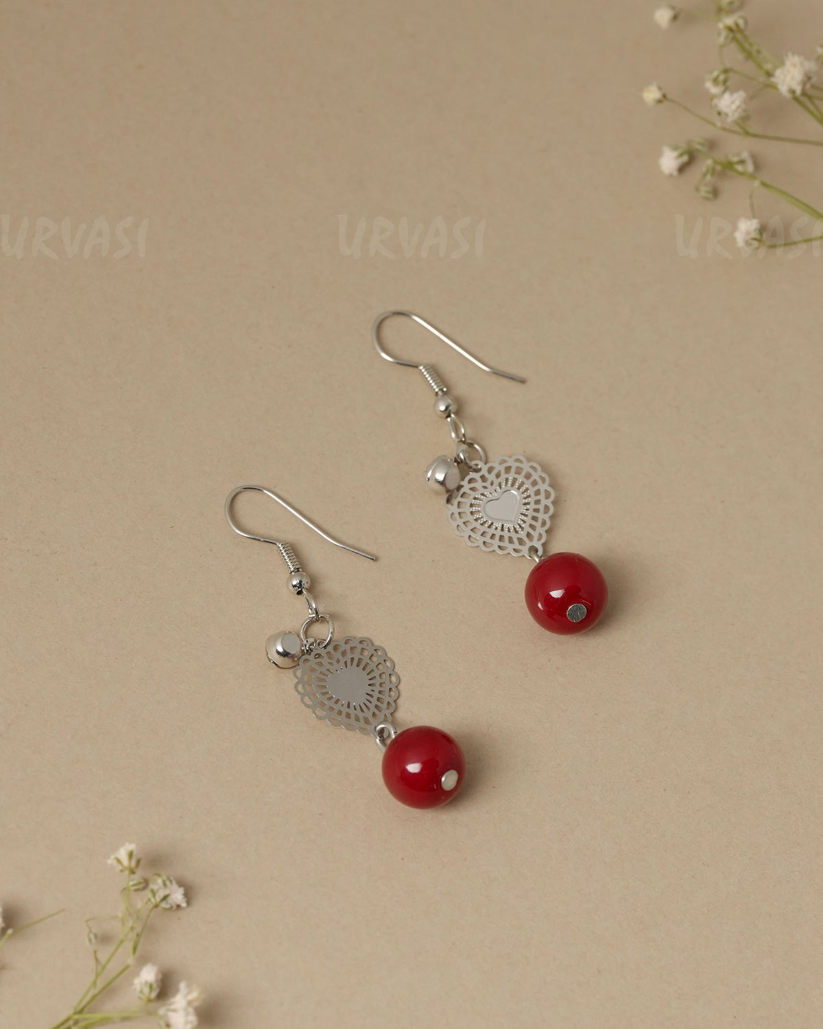 Silver Filigree Heart Drop Earrings ER 1330