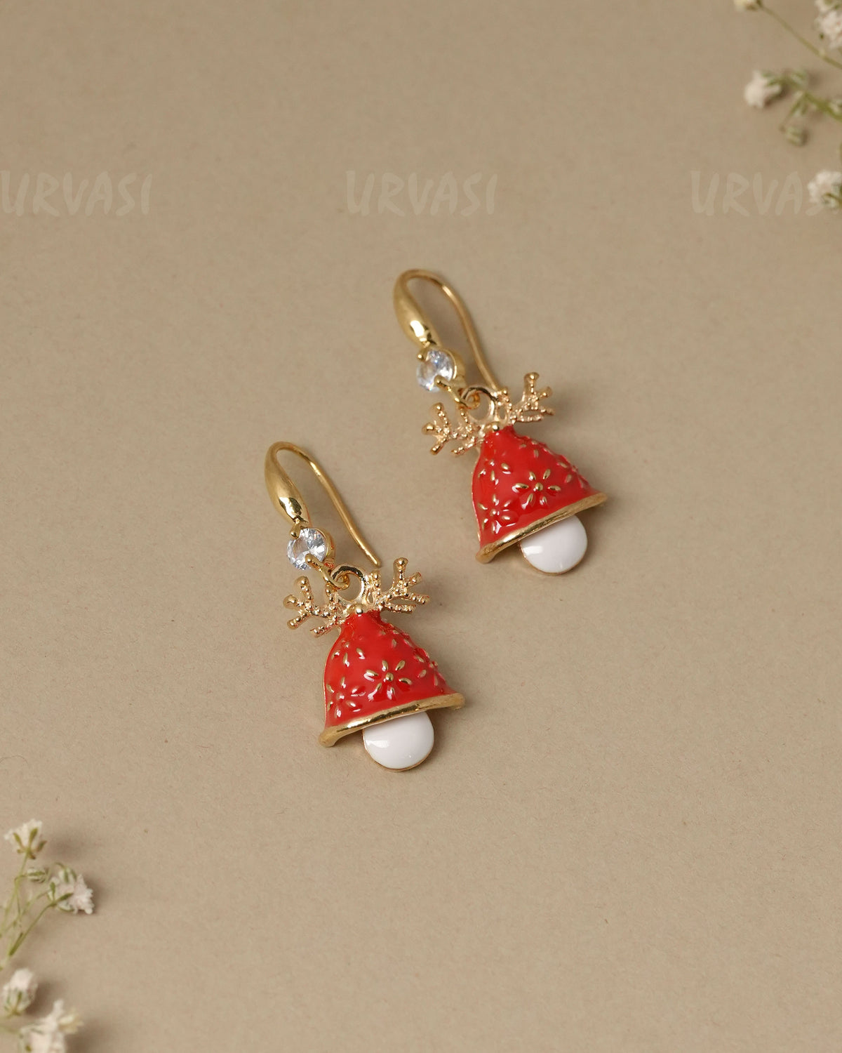 Enamel Red Jingle Bell Christmas Earrings ER 1322