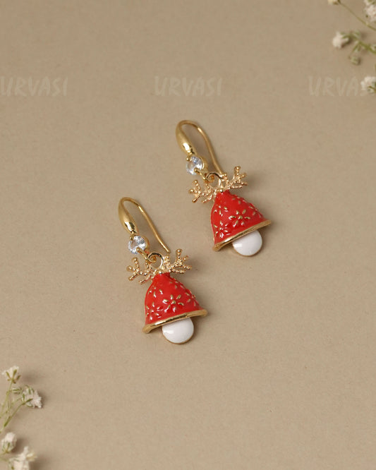 Enamel Red Jingle Bell Christmas Earrings ER 1322