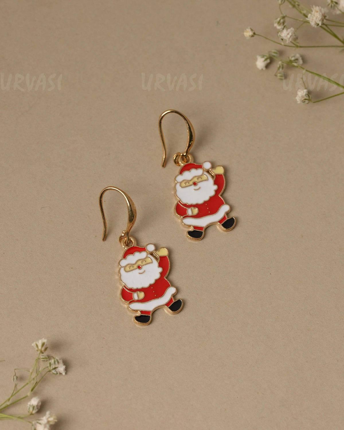 Waving Santa Claus Enamel Dangle Earrings ER 1314