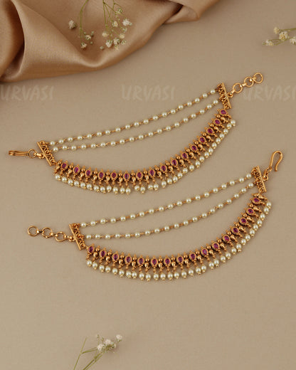 Gold-Toned Three-Layer  Ear Chain EC 112